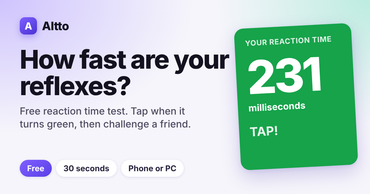 Free Reaction Time Test – How Fast Are Your Reflexes? | Altto